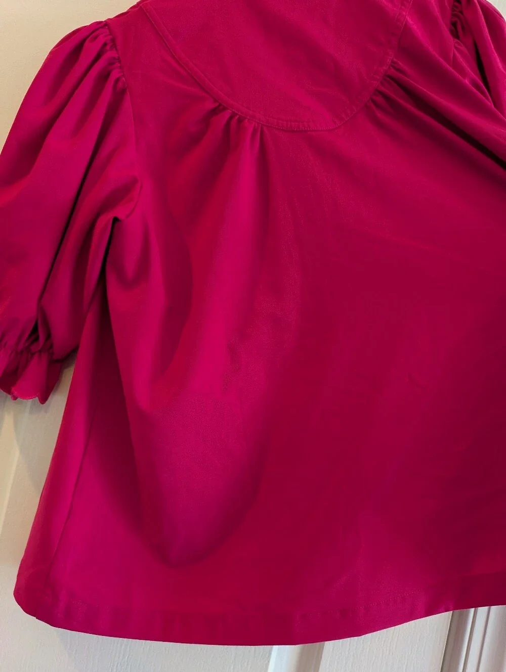 Tuckernuck Pomander Place Selena Blouse Raspberry Ruffle Puff Sleeve Size L NWOT